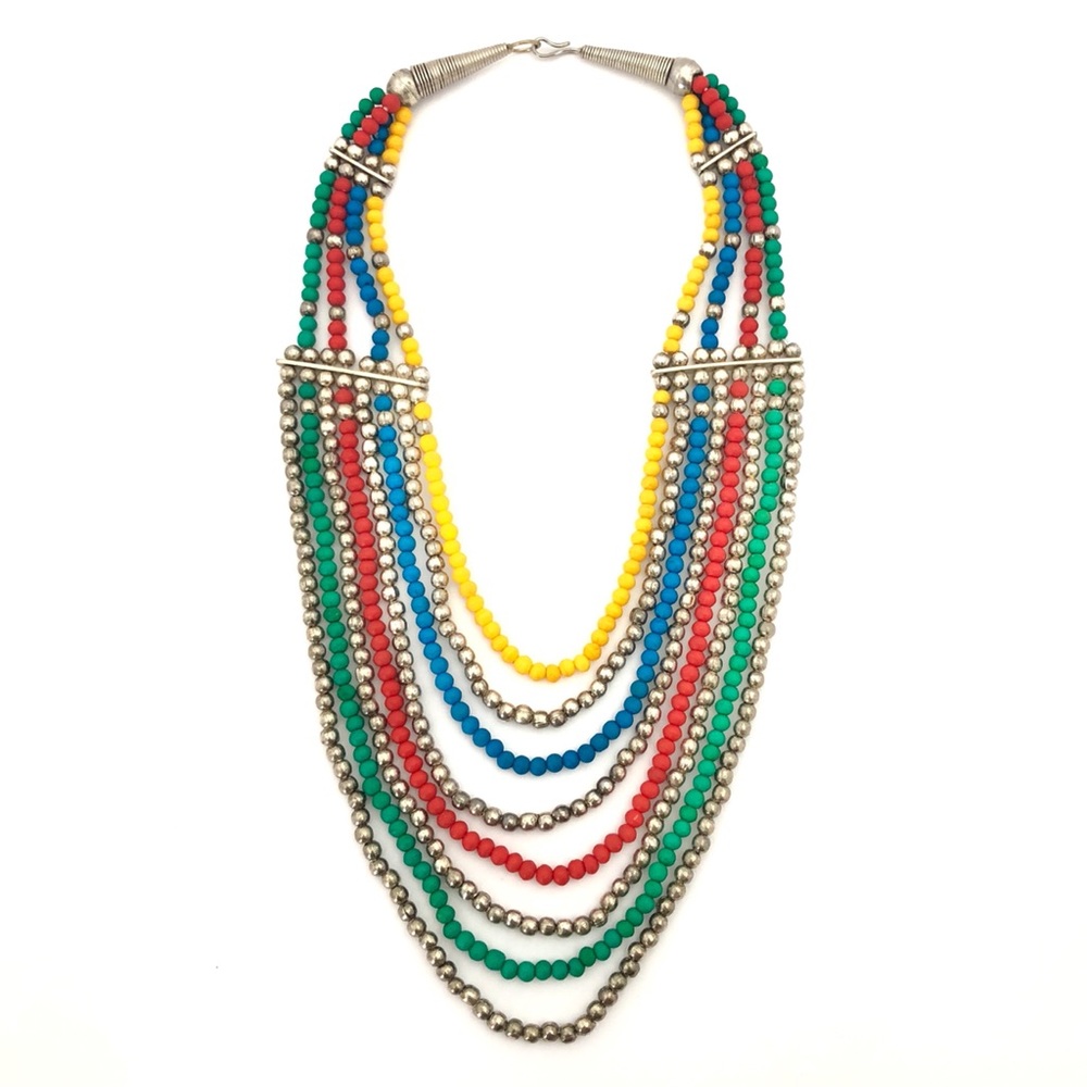 Vintage Multi-Strand Beaded Statement Necklace - image 6